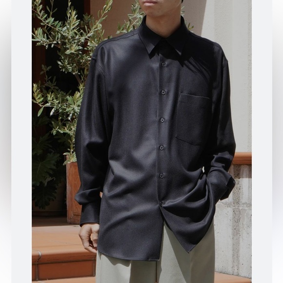 Auralee Wool Black Shirt - Picture 3 of 11